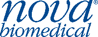 Nova Biomedical® Logo als Kontaktbutton.